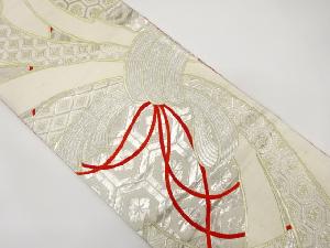 アンティーク　束ね熨斗に古典柄織り出しリバーシブル袋帯(材料)